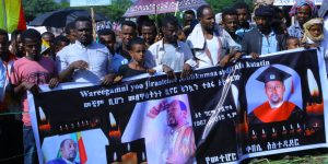 A DEMONSTRATION CONDEMNING THE KILLING OF GIRMA YESHI TILA